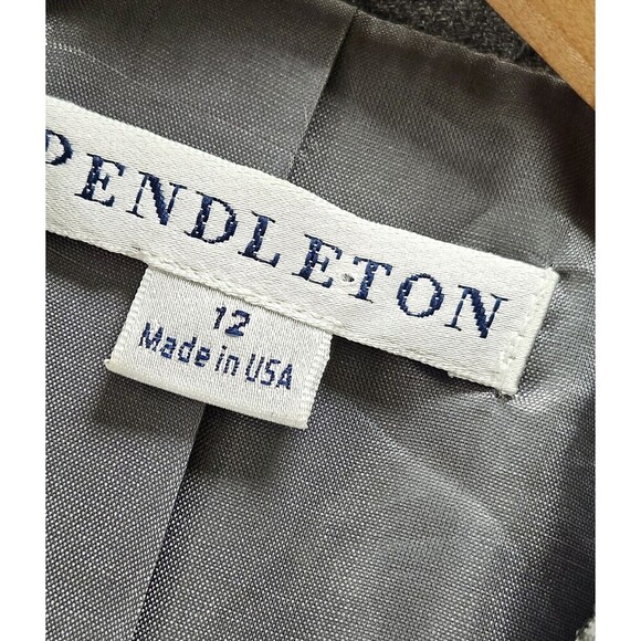 Pendleton Gray Pinstripe Virgin Wool Blazer Double Breasted Academia Size 12 - Picture 2 of 9